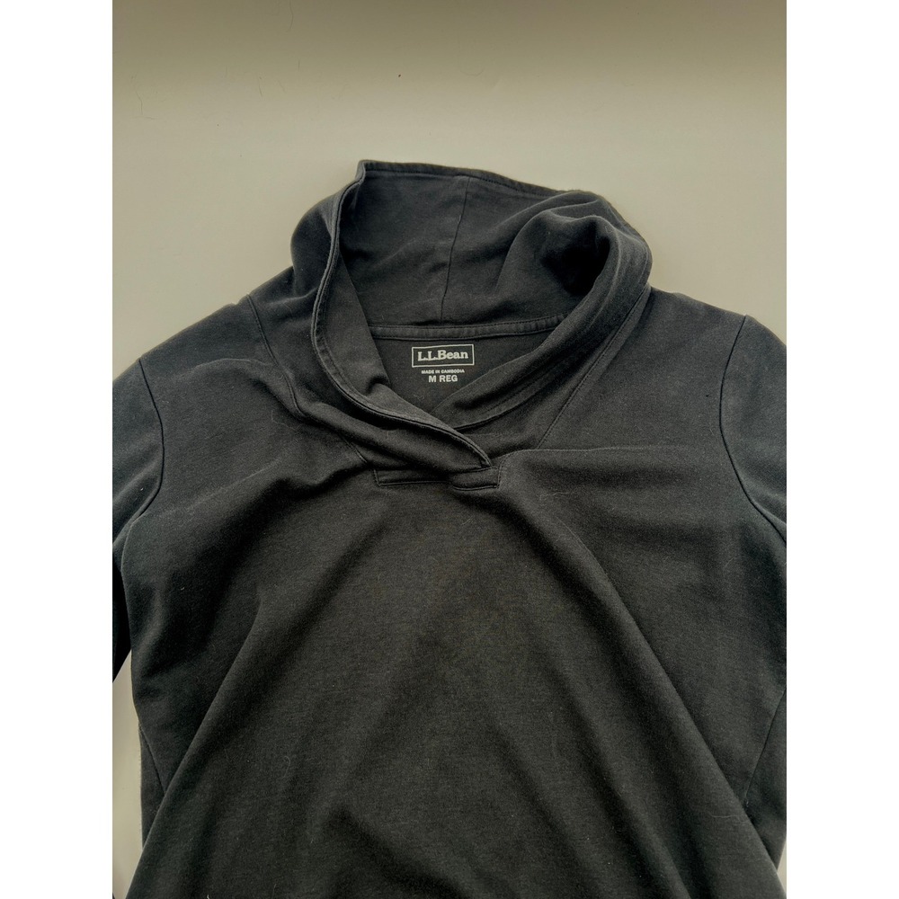LL Bean Womens‎ Black 100% Cotton Casual Pullover Long Sleeve Minimalist Top M - Picture 4 of 7
